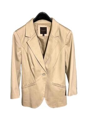 THE LIMITED Womens M Khaki Tan Cotton Stretch 1-Button Blazer Jacket - Lined